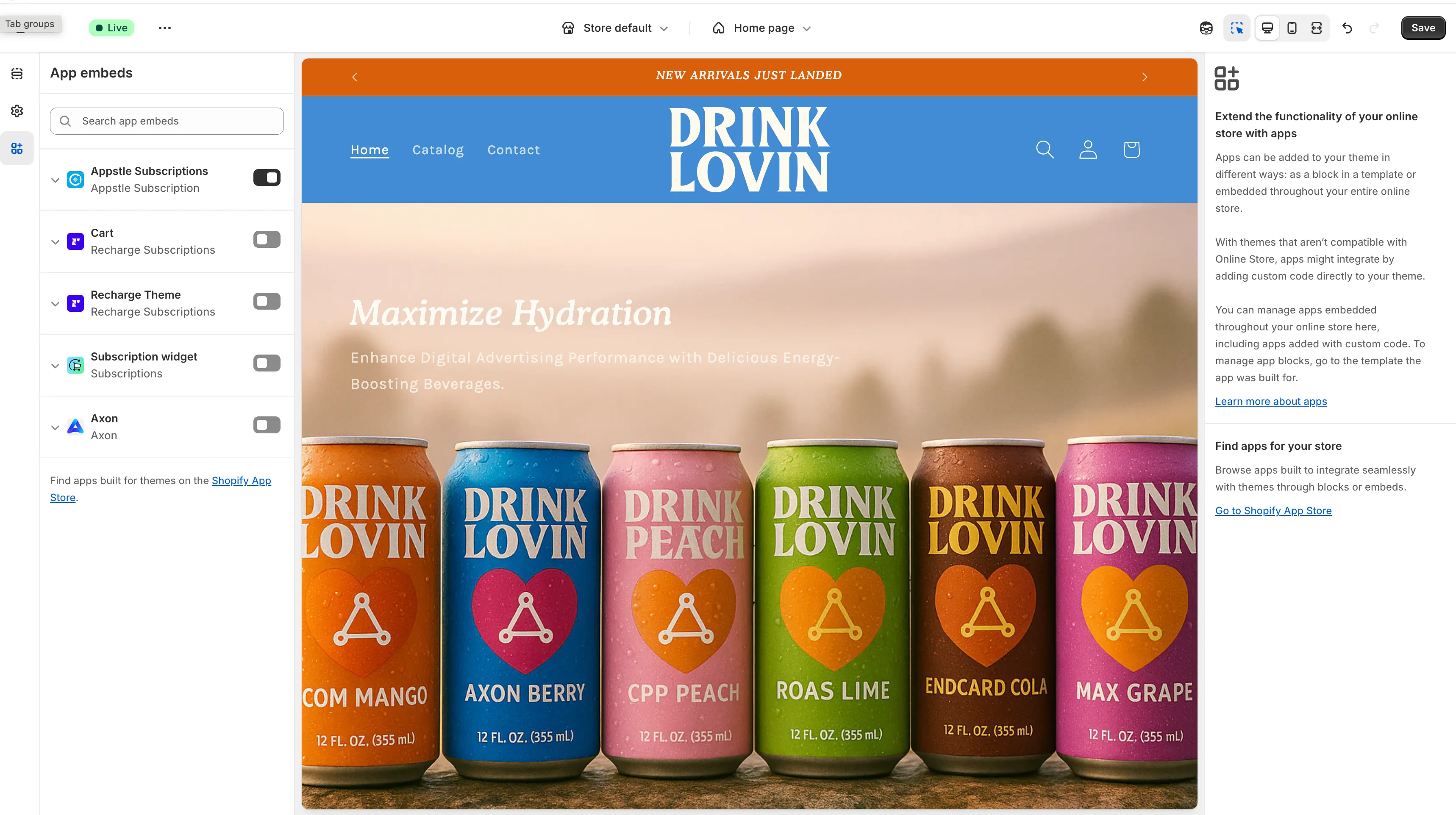 DrinkLovin store. Save button. Extend the functionality of your online store with apps…